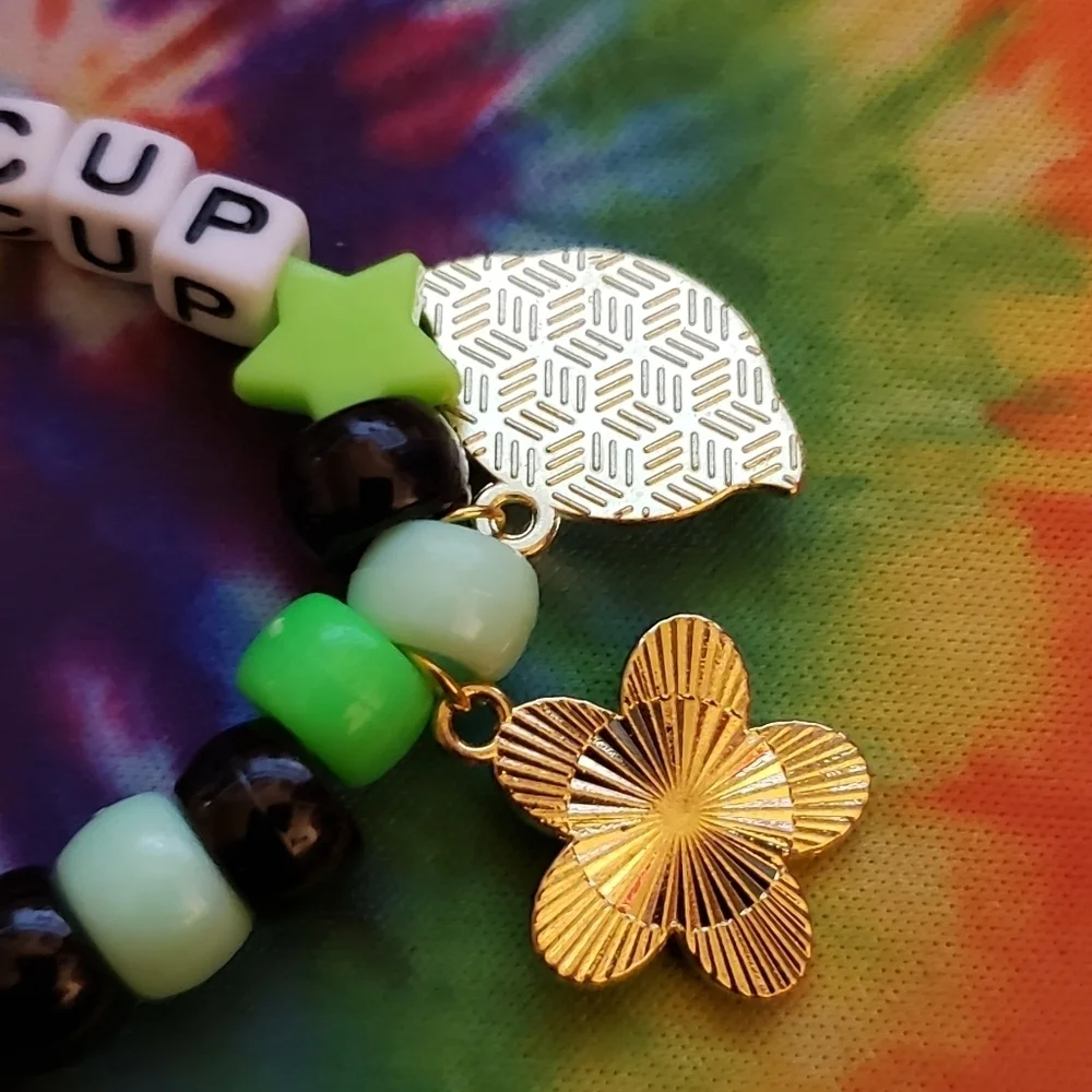 Handmade Beaded Powerpuff Girls Buttercup Kandi Bracelet